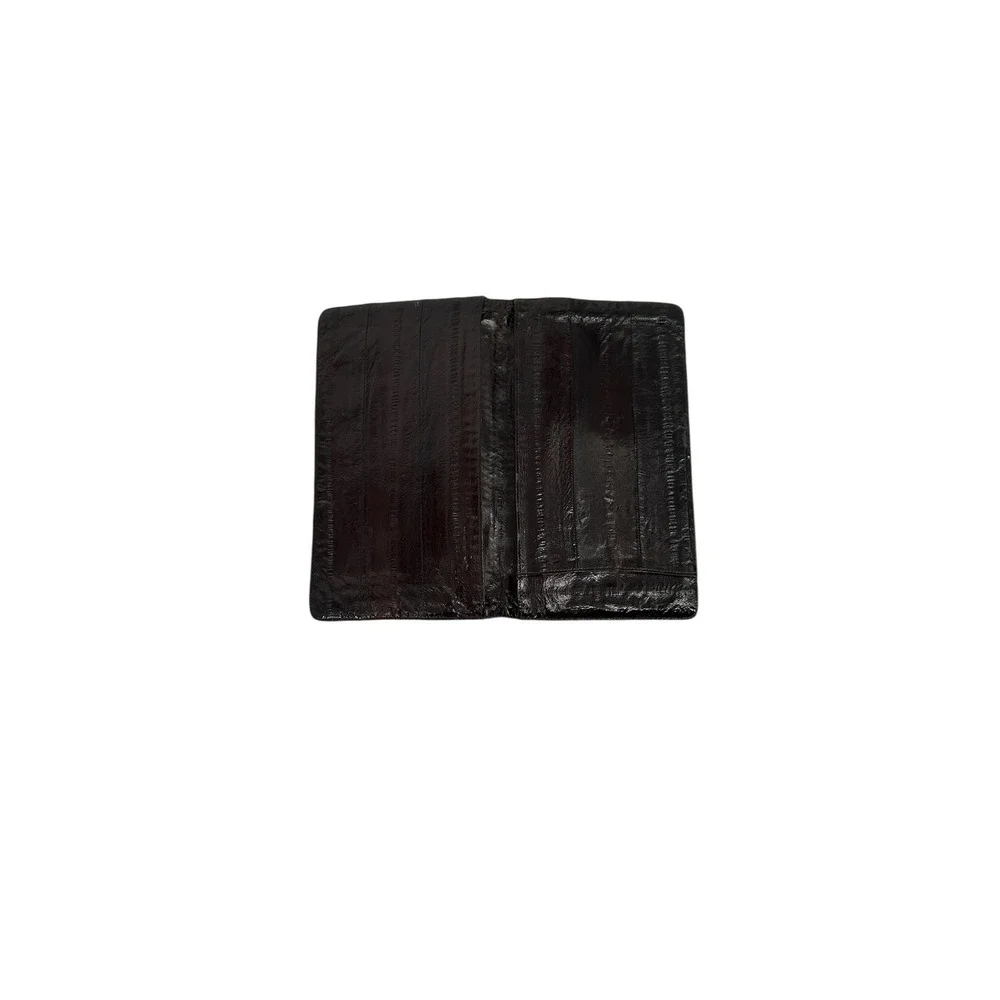 Vintage Eel Skin checkbook cover dark Brown Genuine‎ Leather